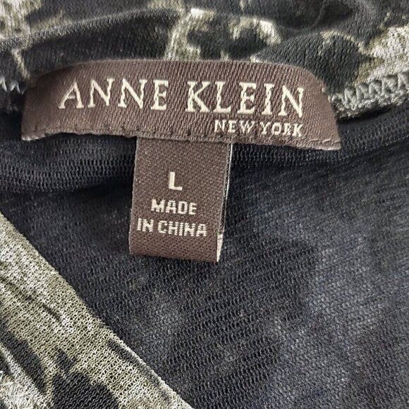 Anne Klein Women's 100% Silk Black Blue Olive Green Long Sleeve Blouse Size L - Picture 11 of 13